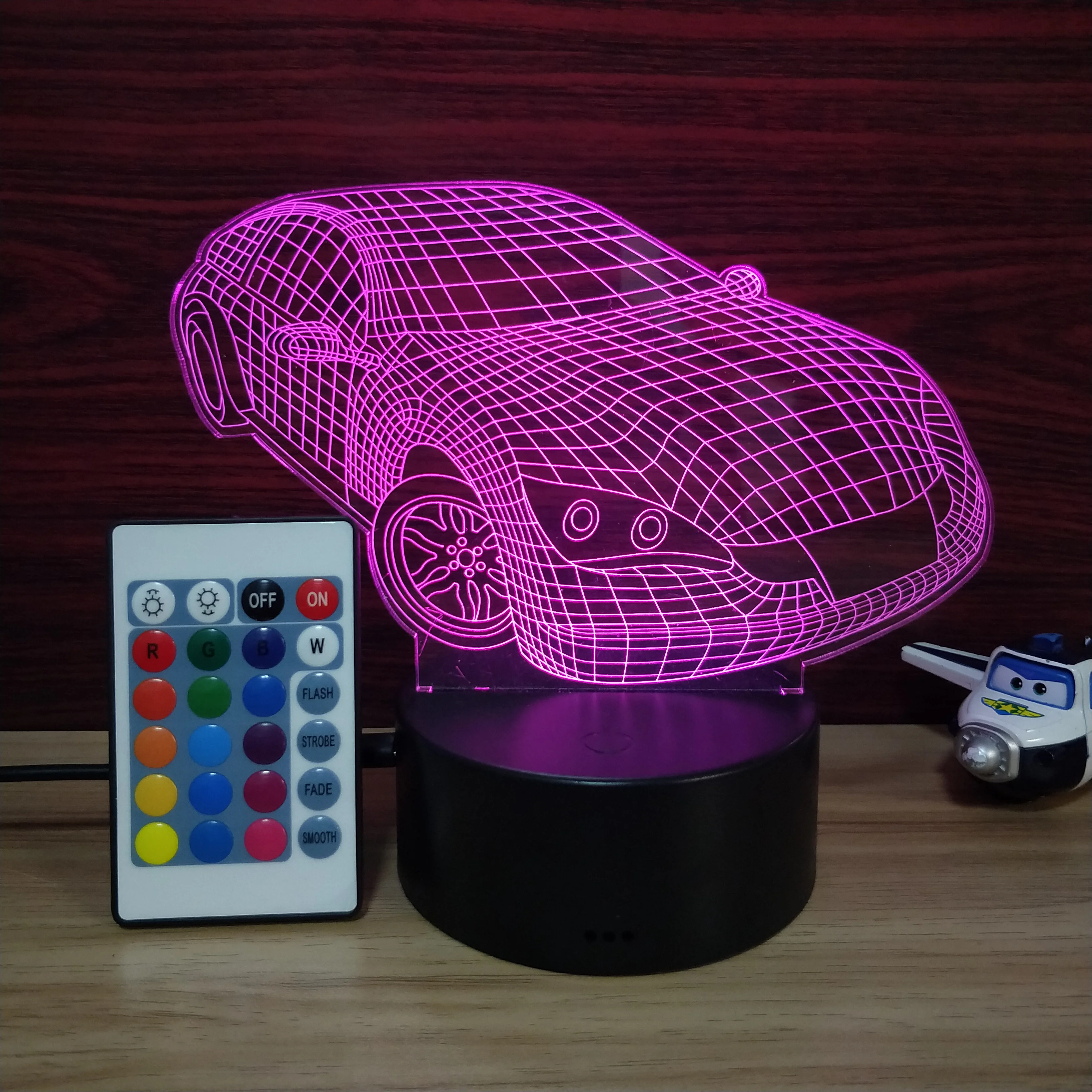 7 цветов, меняющие 3D ночники, спортивный автомобиль, настольная лампа, атмосферные огни, Светодиодный настольный светильник, подарок на день рождения, новинка, подарок ребенку