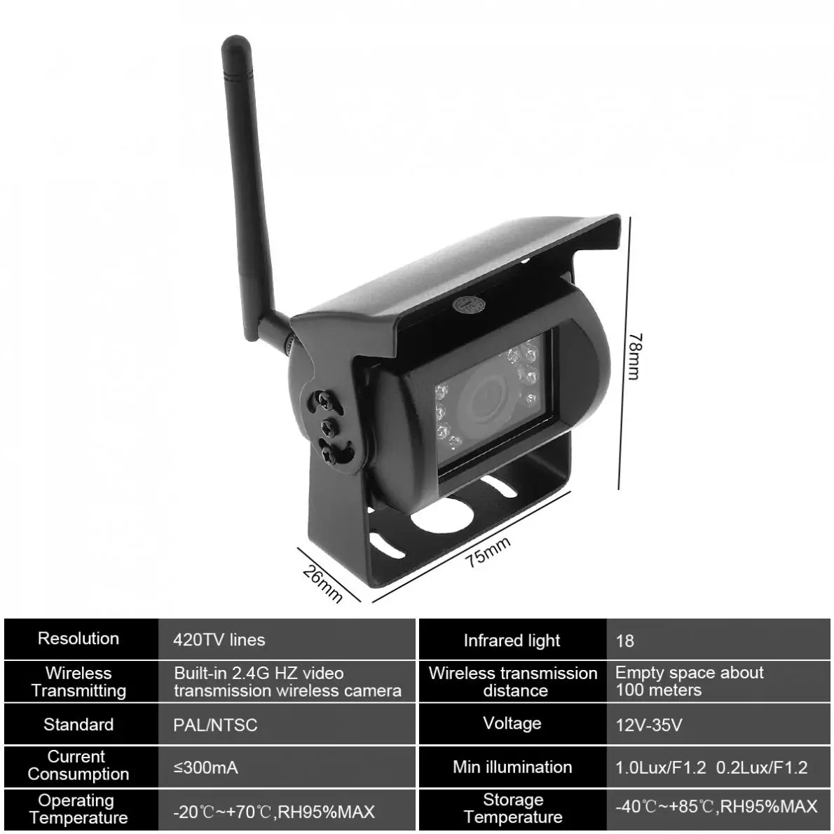7 дюймовый TFT LCD беспроводной автомобильный монитор заднего вида +