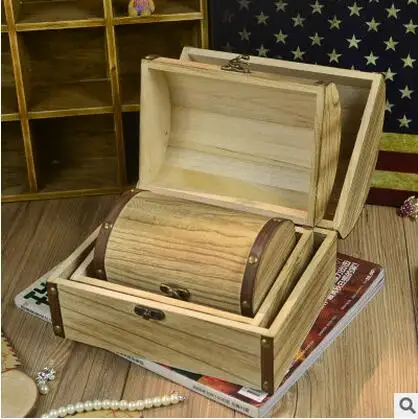 3 размера/набор старинный античный деревянный сундук с сокровищами Коробка для