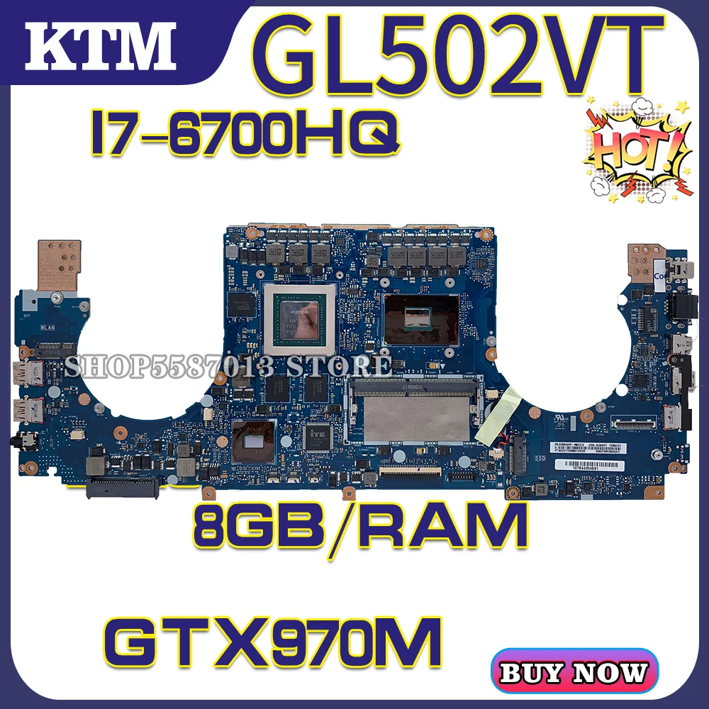 KEFU Motherboards GL502V Laptop motherboard for ASUS GL502VT FX60V ZX60V original mainboard i7-6700HQ GTX970M