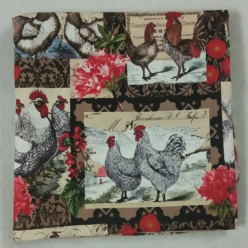 

50x105cm Green Vivid Horse Sheep Cock Pig Happy Animals Printed Cotton Fabric baby cloth apparel patchwork textile dress bedding