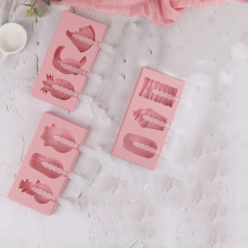 

Silicone Ice Cream Mold Reusable Ice Cubes Tray Freeze Popsicle Mold Animal Fruit DIY Ice Cream Maker Tool Kitchen Accessories