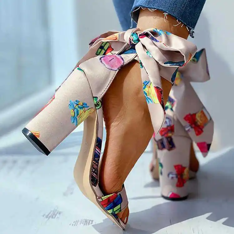 

Popular fish mouth lace up high heel sandals