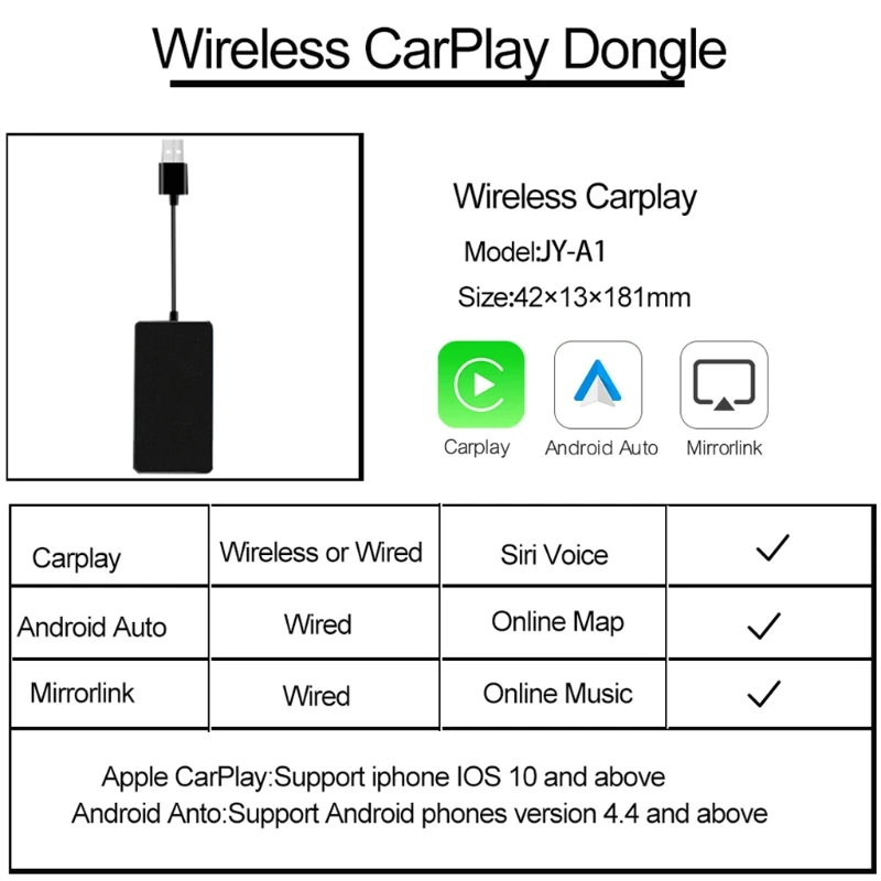 USB беспроводной адаптер совместимый с Bluetooth Carplay Dongle Auto система Android-IOS Поддержка