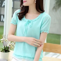 blouses women summer chiffon tops and blouse fashion korean blouses female office lady shirts loose whitepink