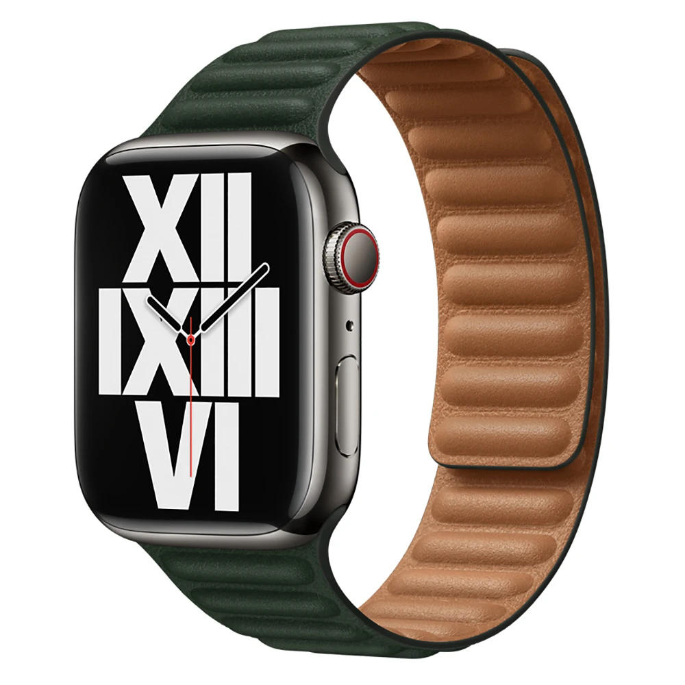 

Leather Link Band - Sequoia Green for Apple Watch Series 38mm 40mm 41mm 42mm 44mm 45mm Smart Watch Wrist Strap