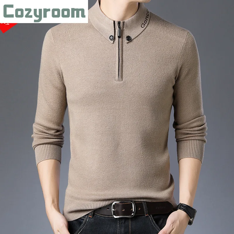 

Men Sweater Fall Winter High-end Knit Sweater, Wear Both Outside And Inside To Keep Warm Half Turtleneck Pullover Large Size