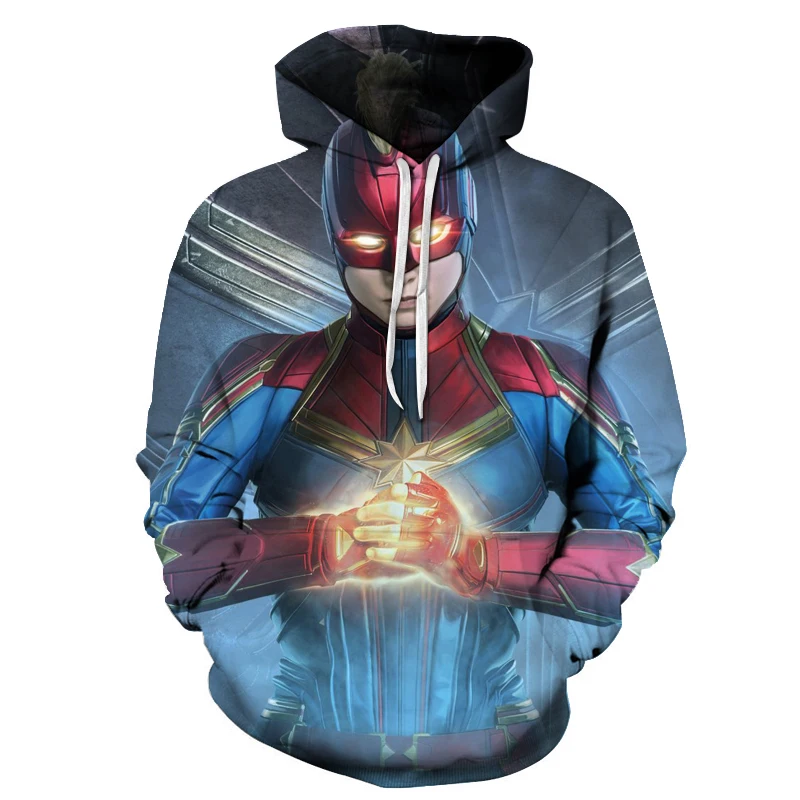 Модный 3D свитшот с принтом капитана Марвел мужские толстовки капюшоном дизайн