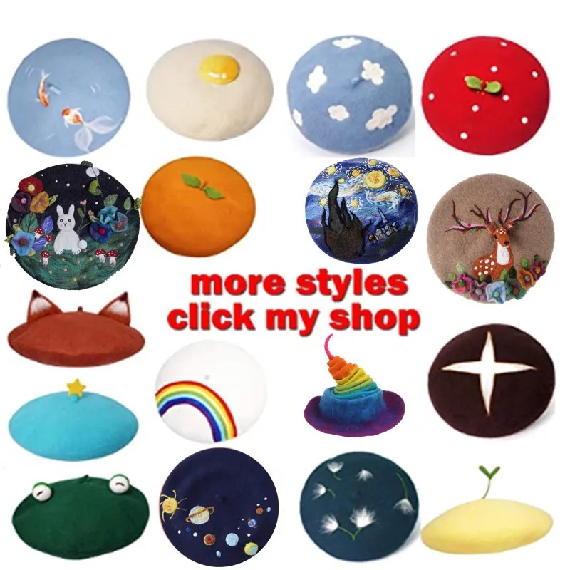 Берет для женщин шерстяные шапки художника разные стили французская шляпа