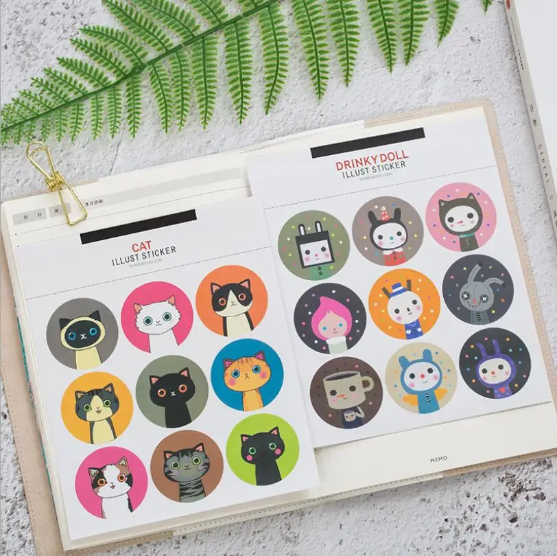 18 наклеек в виде мультяшного кота | Канцтовары для офиса и дома