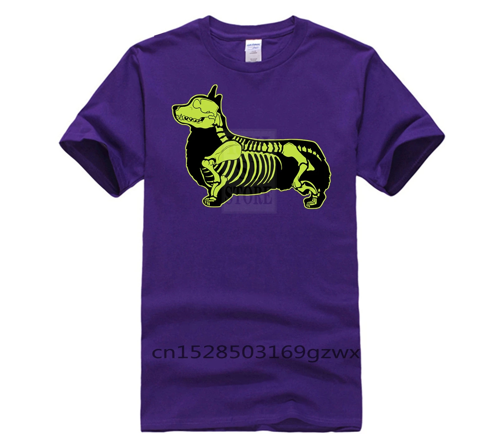 

personality T shirt Corgi Skeleton Halloween Men Funny Dog Skull Gift Amazing Short Sleeve Unique Casual fashion T shirt men