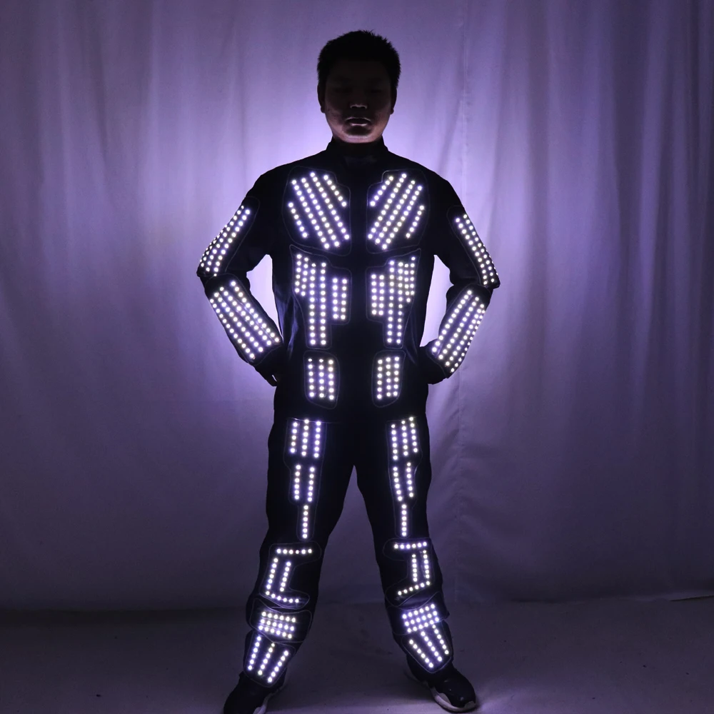 Tron LED костюм Traje робота из светодиодов одежда светящийся танцевальный один Цвет
