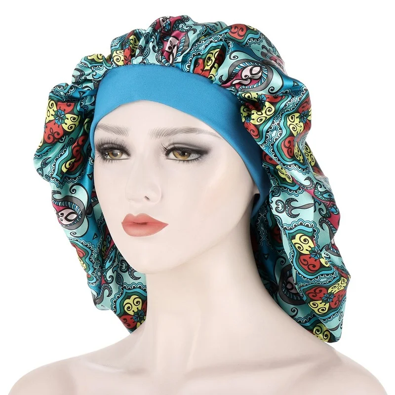 

Fashion Hats Multi-functional New European/American Color Ding Nightcap National Style Printing Hairdressing Hair Care Cap 189