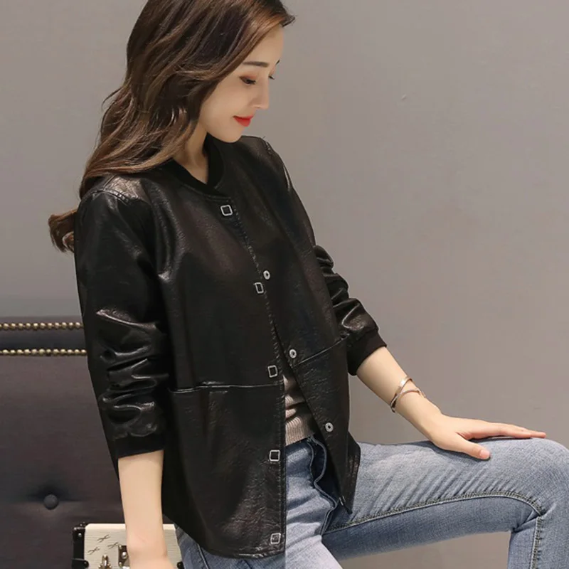 2022 высококачественное пальто из искусственной кожи на весну и осень Короткая