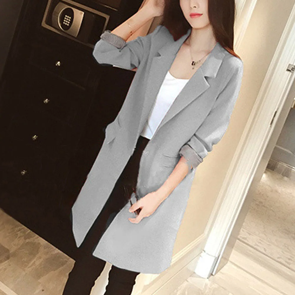 Женский блейзер с длинным рукавом повседневный Однотонный черный или зеленый