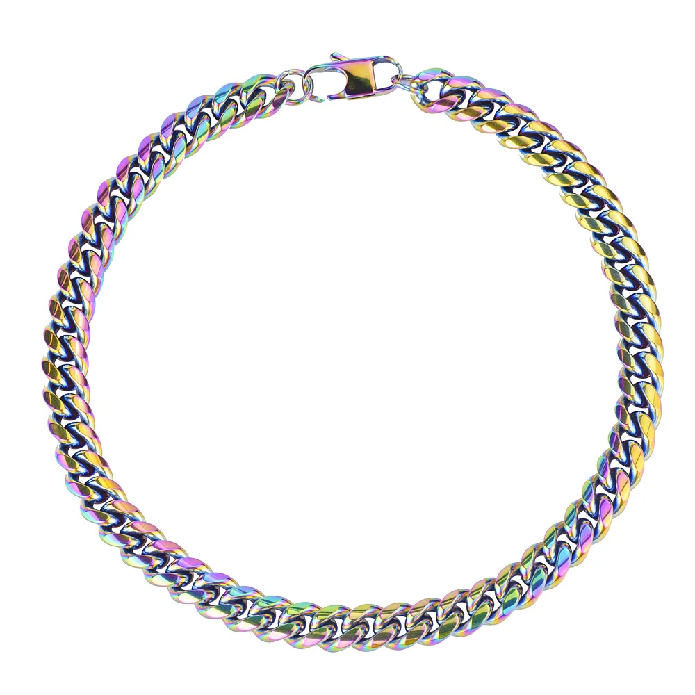 

New Personality Hip Hop Colorful Quenched Stainless Steel Necklace Trendsetter Titanium Steel Jewelry Male And Female Unisex