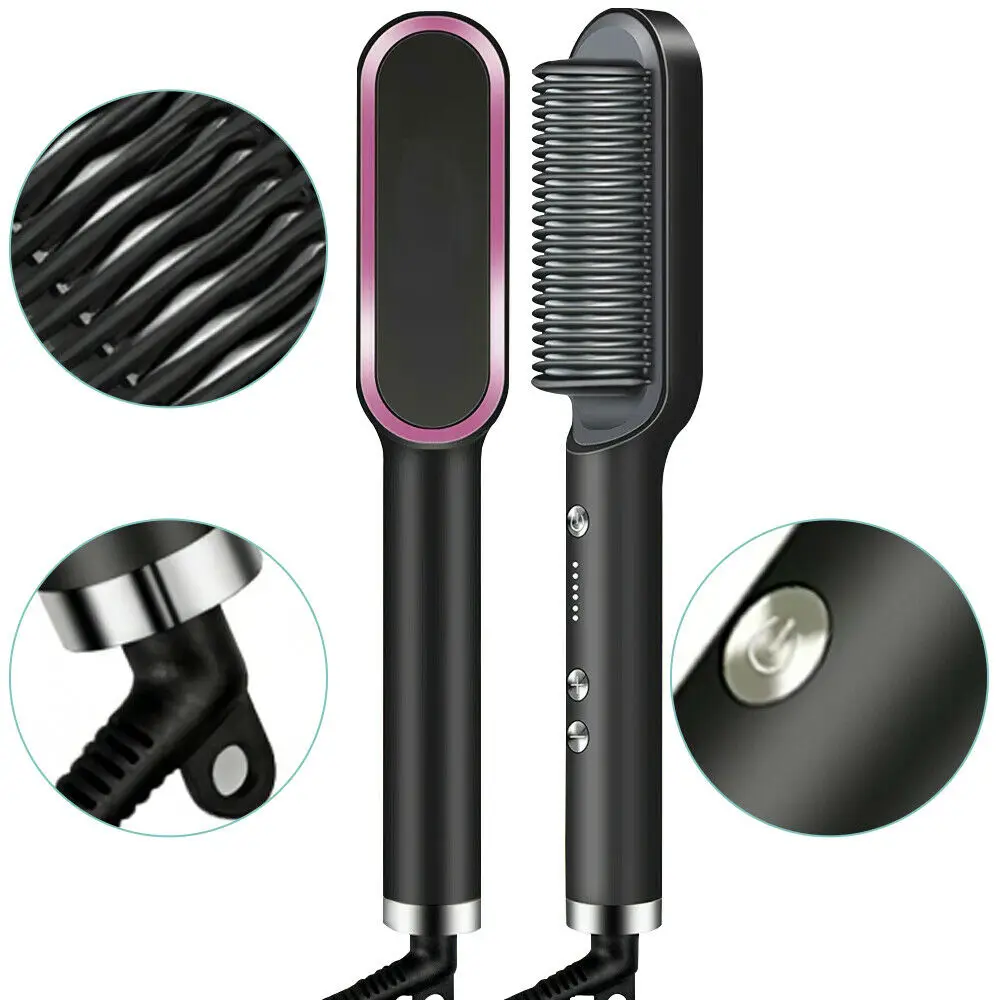 2 In 1 Hair Straightener Brush Straight Hair Comb And Curly 