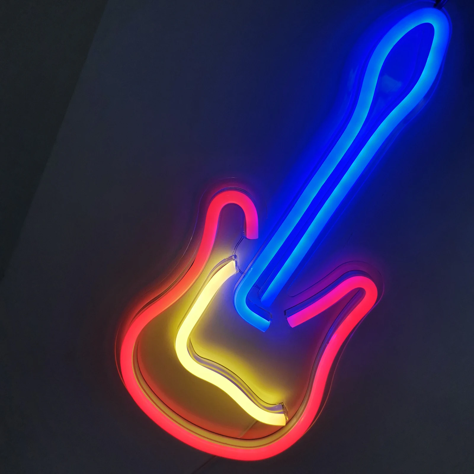 

Music Decor Office Holiday Home Room Christmas Living Bedroom Wall Signs Day Deco USB Operated Neon guitar back panel light
