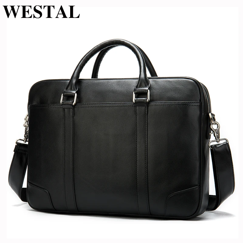 WESTAL Men's Bag Genuine Leather Briefcase Men  Messenger Bag Men Leather Laptop Bag Computer High-quality Office Bags for Men