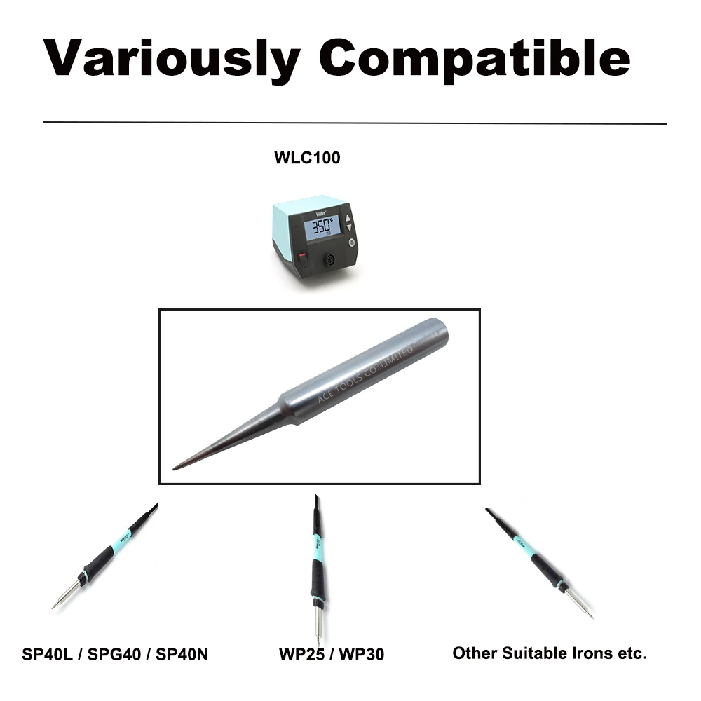 

10 PCS ST-I Soldering Tips Conical 0.2mm Fit WELLER SP40L SP40N SPG40 WP25 WP30 WP35 WLC100 Replace Iron Handle Welding Bit
