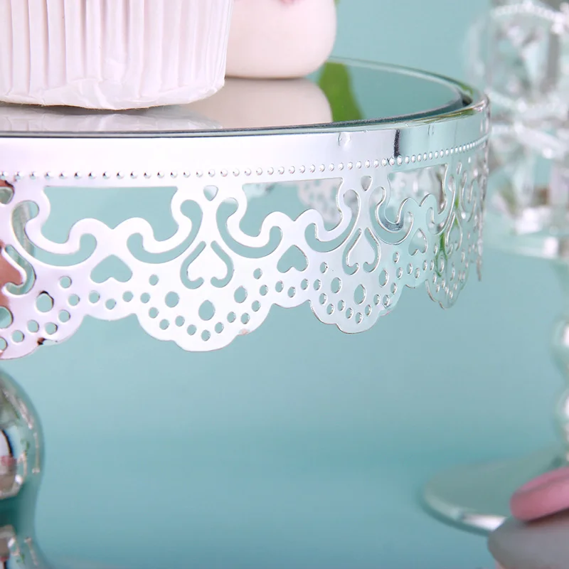 Серебряная круглая зеркальная тарелка поддон для кексов/приема макияжа 10 дюймов