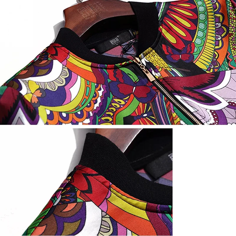 Женская куртка-бомбер с цветочным принтом Базовая куртка длинным рукавом тонкая