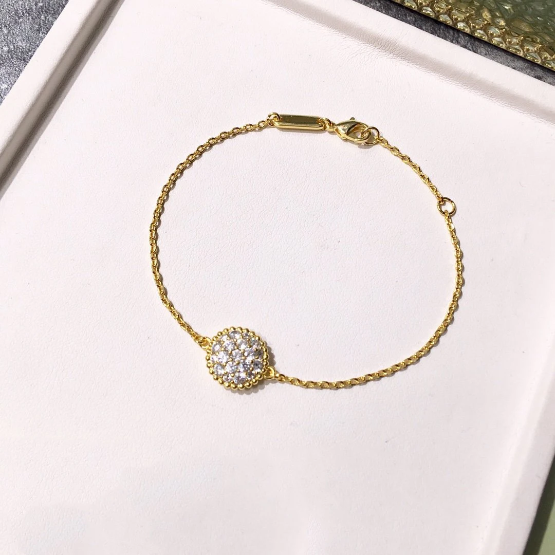 

Brand Trend Jewelry Full Diamond Round Bead Bracelet Jewellery Gold And Silver Birthday Party Everyday Wear Bracelet