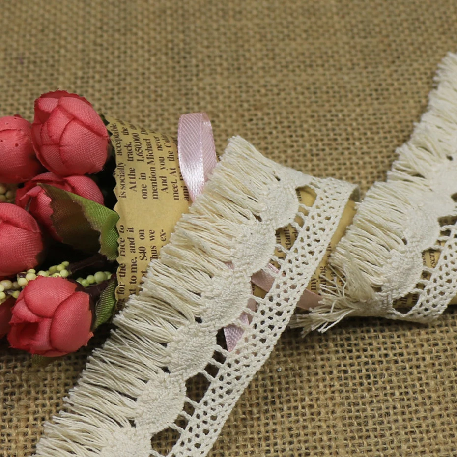 35 мм бежевый хлопковый кисточкой кружевной отделкой лента швейная шторы
