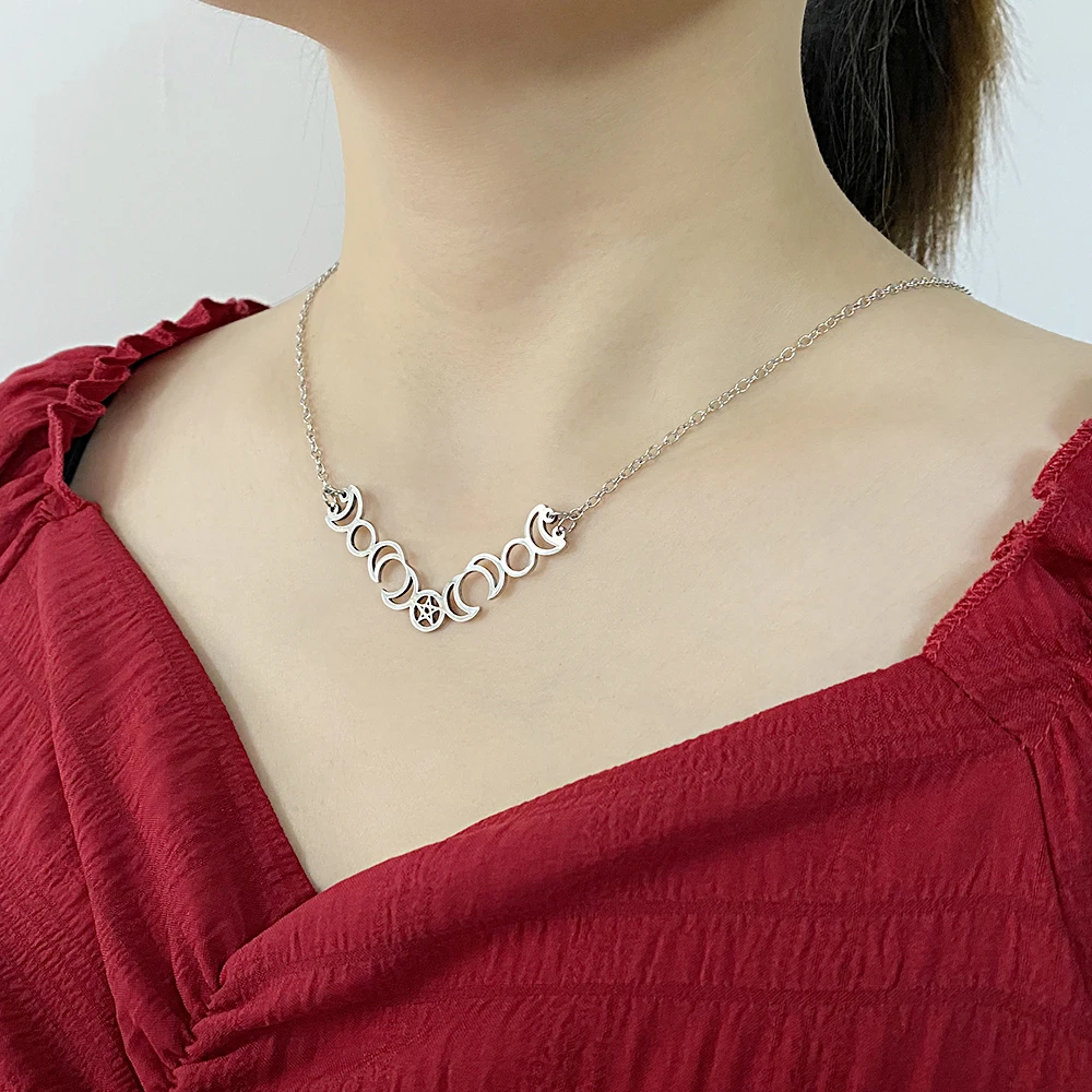 Пентаграмма из нержавеющей стали цепочка ожерелье пентаграмма Солнце ожерелья с