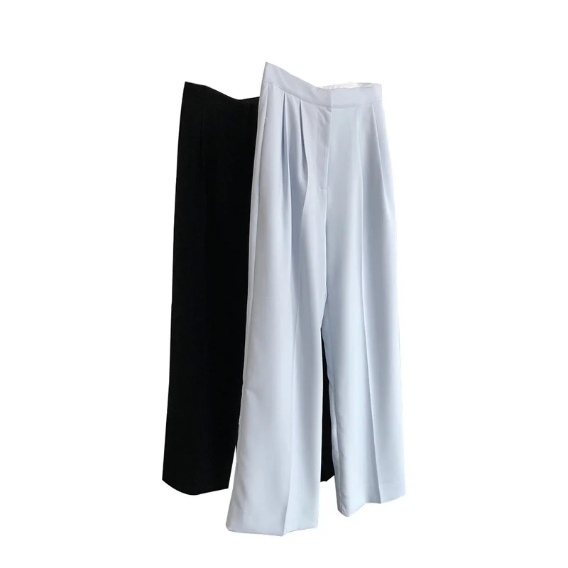 

2021 New Summer Fashion Ladies Wide Leg Pants Loose High Quality Women Trousers Casual Elegant High Waist Female Bottoms T66