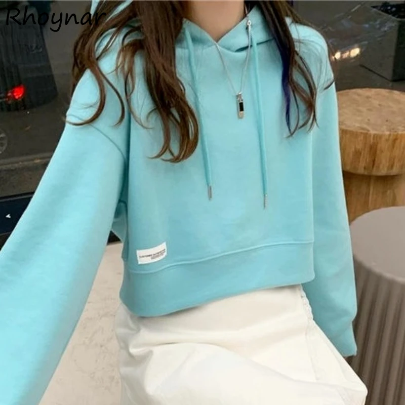 

Женская Осенняя укороченная толстовка с капюшоном и капюшоном