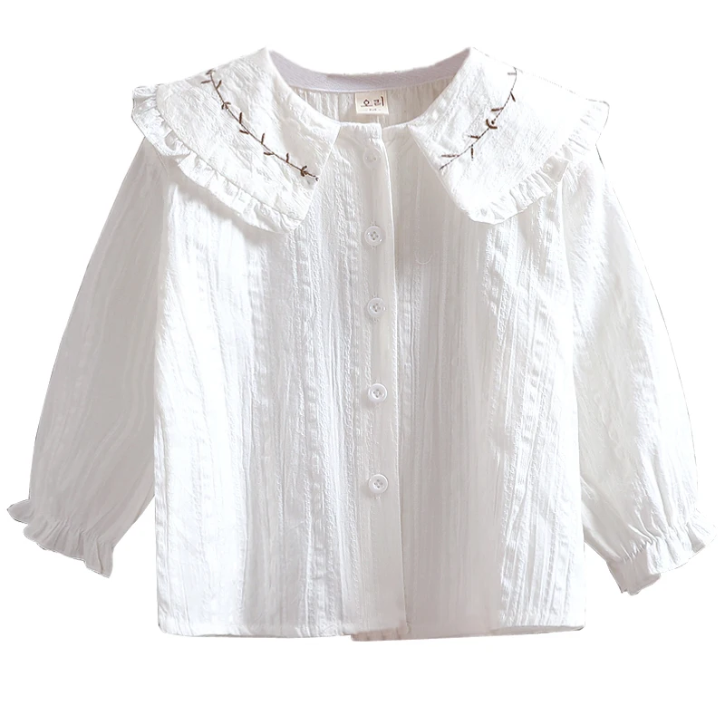 Spring Baby Girl Shirts for Kids Clothes Autumn Long Sleeve Girls Embroidery Shirt Infant Clothing Cotton 12M-8Y Tops | Мать и ребенок