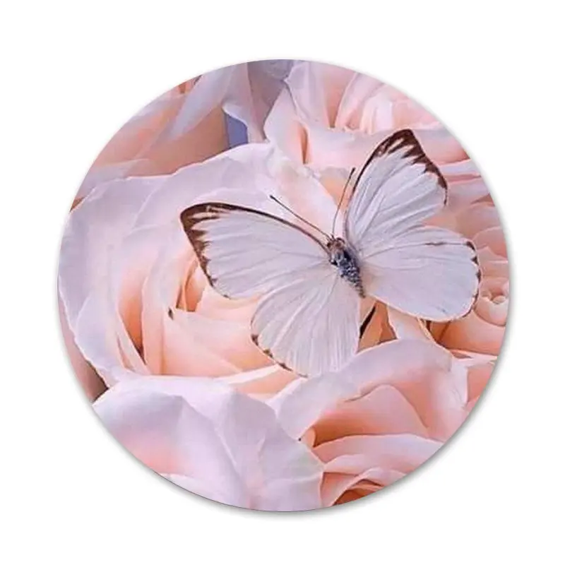 Значки бабочки на белых розах цветок значки украшения броши металлические для