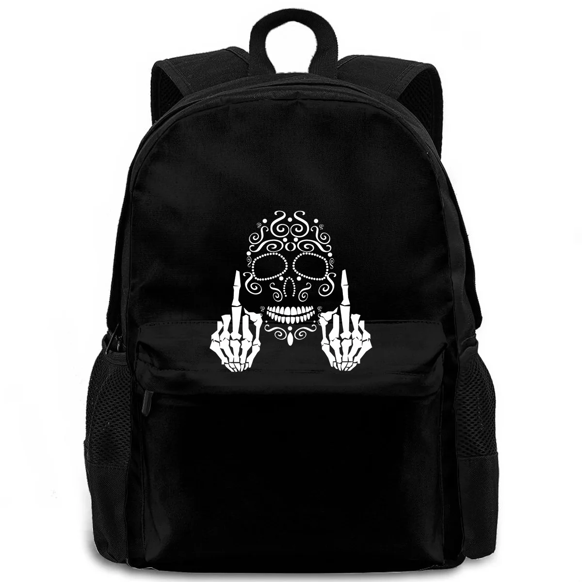 

Mort Calavera Doigt Du Milieu Hommes JOUR DES MORTS Moto Homme Black Style women men backpack laptop travel school adult