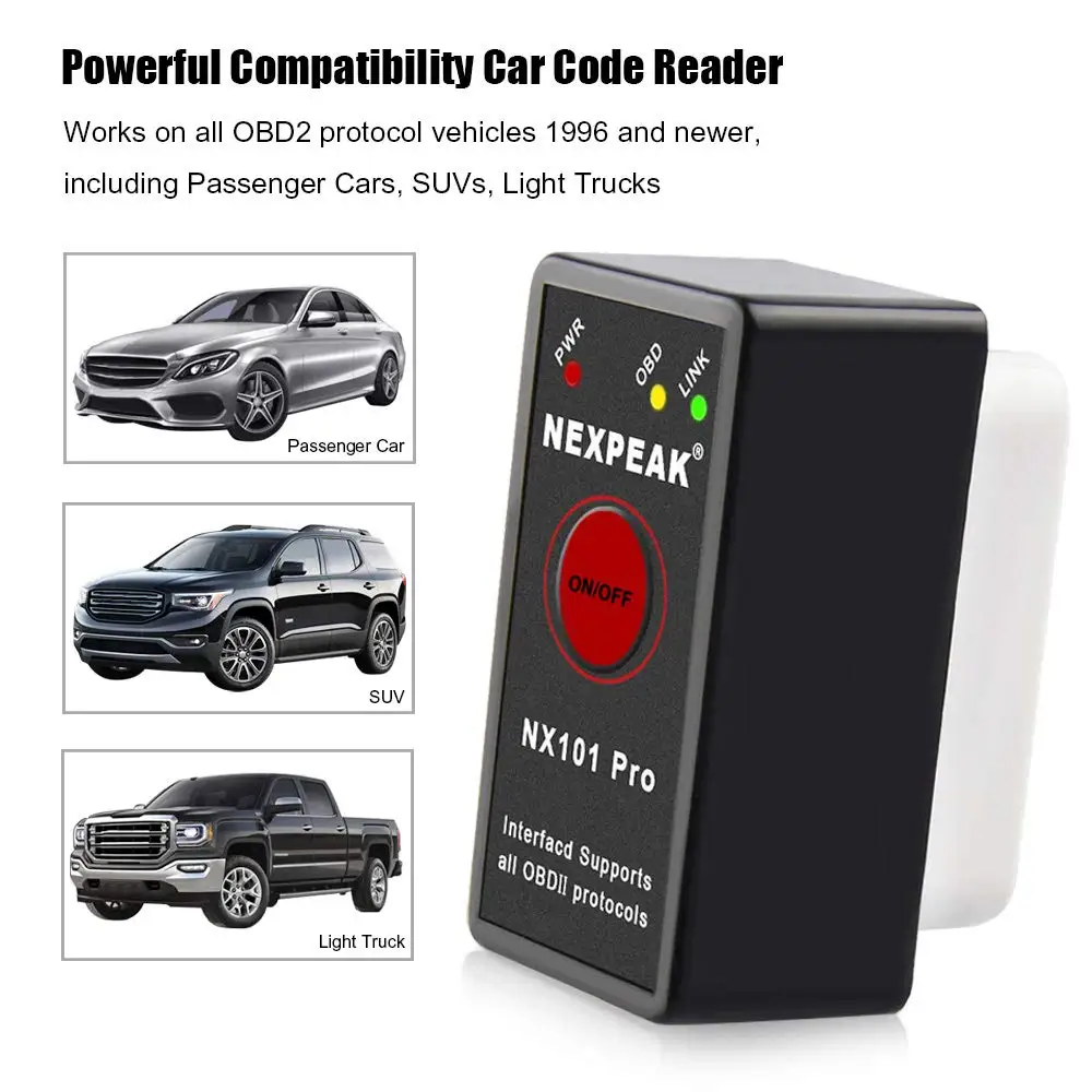 5 шт. автомобильный диагностический сканер NEXPEAK nx101 pro elm 327 Bluetooth OBD2 elm327 pic18f25k80 v1.5 |