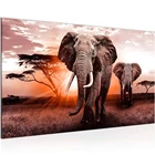 Алмазная 5D картина с закатом, африканский слон, картина стразы, алмазная живопись, полноразмерная круглая вышивка, природный ландшафт, животное