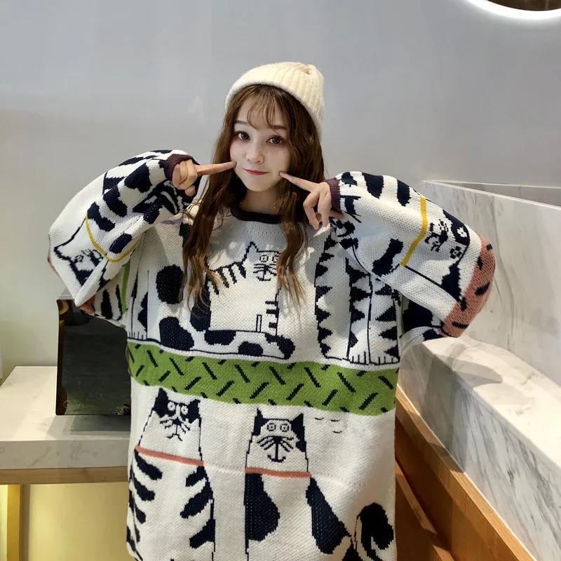 Gaganight свитер для девочек с милой собачкой повседневный свободный длинным рукавом