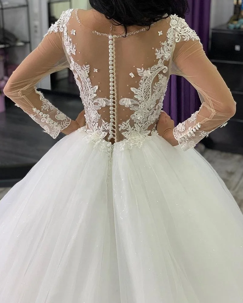 Женское свадебное платье It's yiiya белое фатиновое с длинным рукавом расшитое