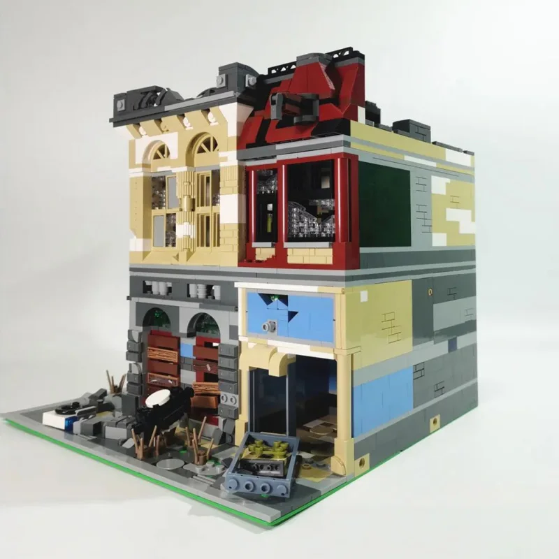 

New Doom Bank Building Model MOC Constructor Blocks Creator City Street View Brick House Toy Gifts for Children