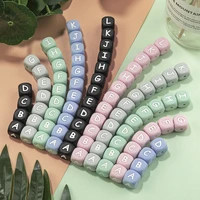 tyry hu 50100500pcs silicone letter beads colorful english alphabet silicone chewing beads diy baby teething toys pendant 12mm