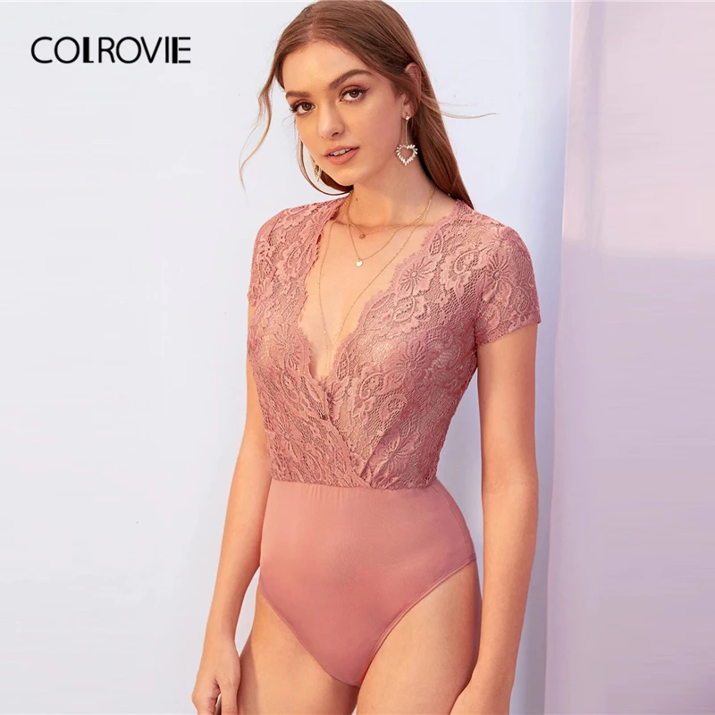 Женское Кружевное боди с глубоким V образным вырезом и вырезом|Боди| |