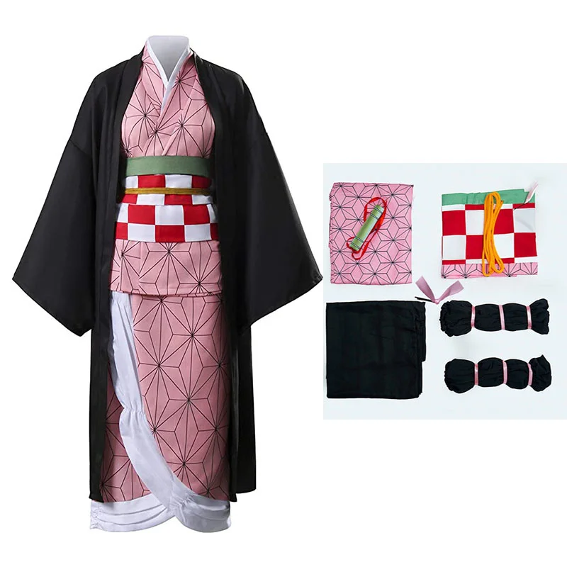 Anime Demon Slayer Kimetsu No Yaiba Cosplay Costumes Kimono Kamado Nezuko Adult Child Halloween Costume Wig Suit | Тематическая