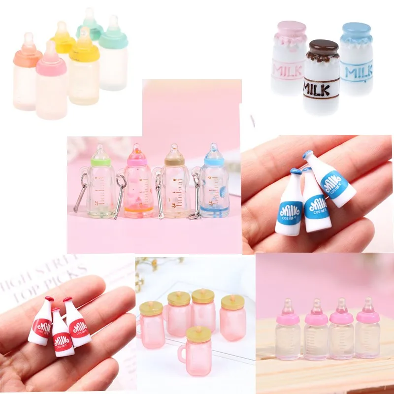 Подарочная игрушка для детей милая каучуковая мини бутылочка молока случайного
