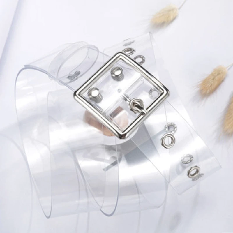 Высокое качество женский прозрачный полный ремень панк заклепки пряжка талия