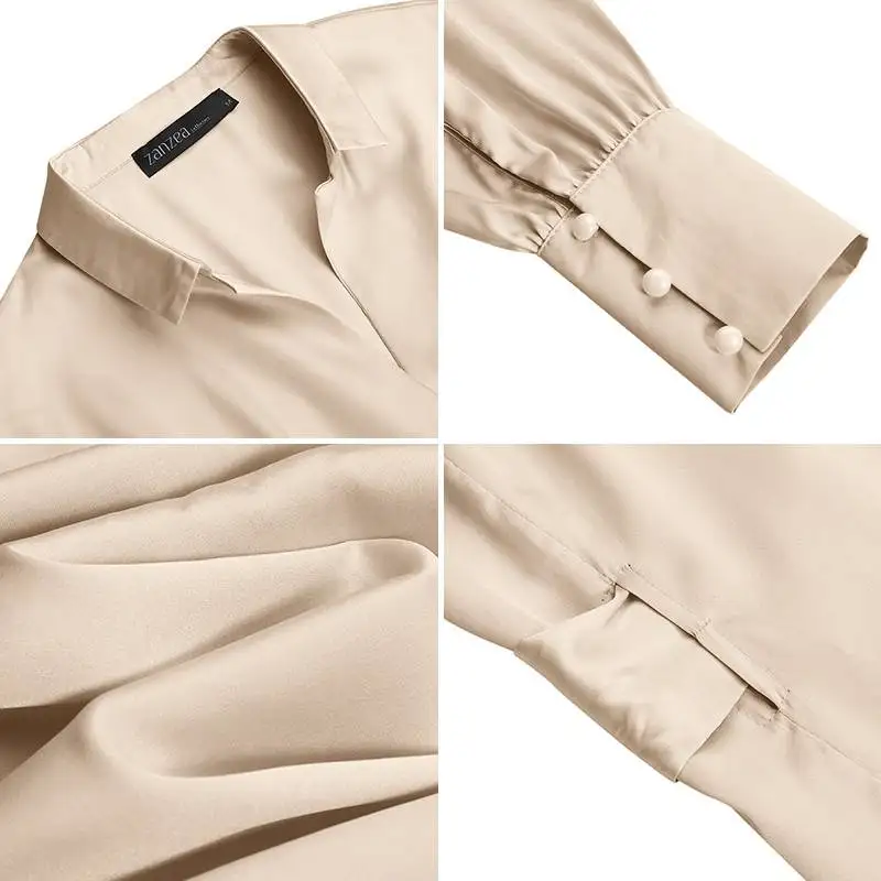 Платье ZANZEA женское атласное с лацканами и завязками пикантный Элегантный Модный