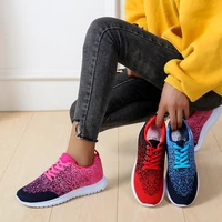 plus size 42 43 women sneakers casual flying weave flat feamle sport shoes womans walking trainers non slip student rumming shoe