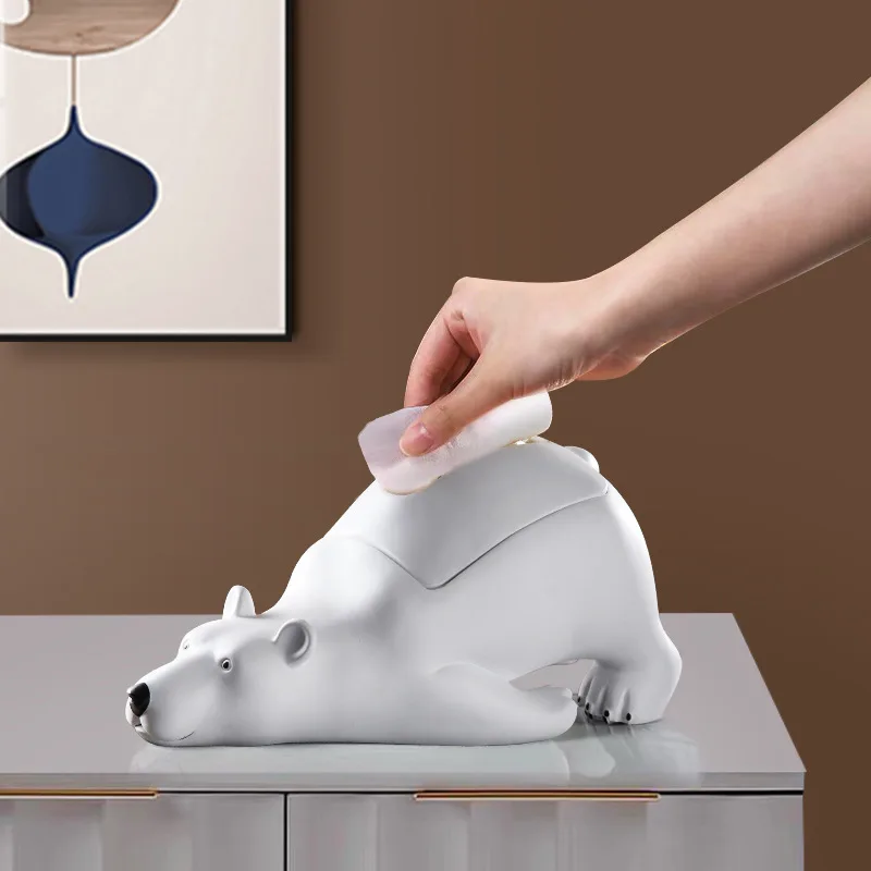 

Polar Bear Statue Figurines for Home Décor Miniature Ornaments Storage Box Desk Accessories For Room Decor Gift Animal Sculptur