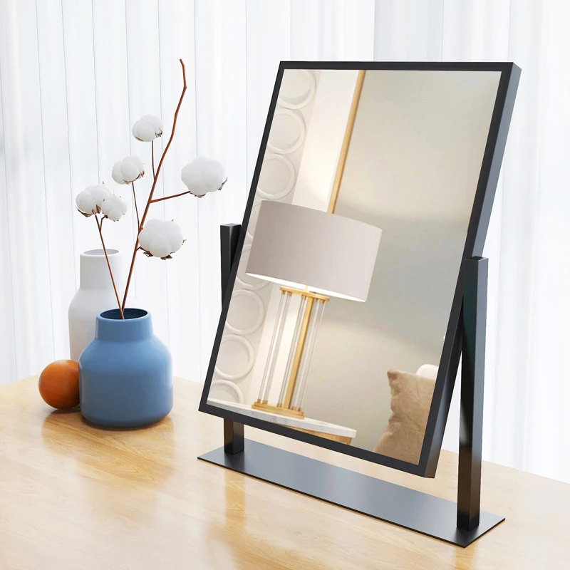 Nordic Rotatable HD Mirror Foldable Home Bedroom Bathroom Decor Makeup Metal Desktop Double-sided Cosmetic Dresser Espejo | Дом и сад