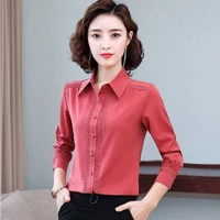 three color womens large professional shirt korean fashion loose long sleeve thin blouses french high end ladys cotton top