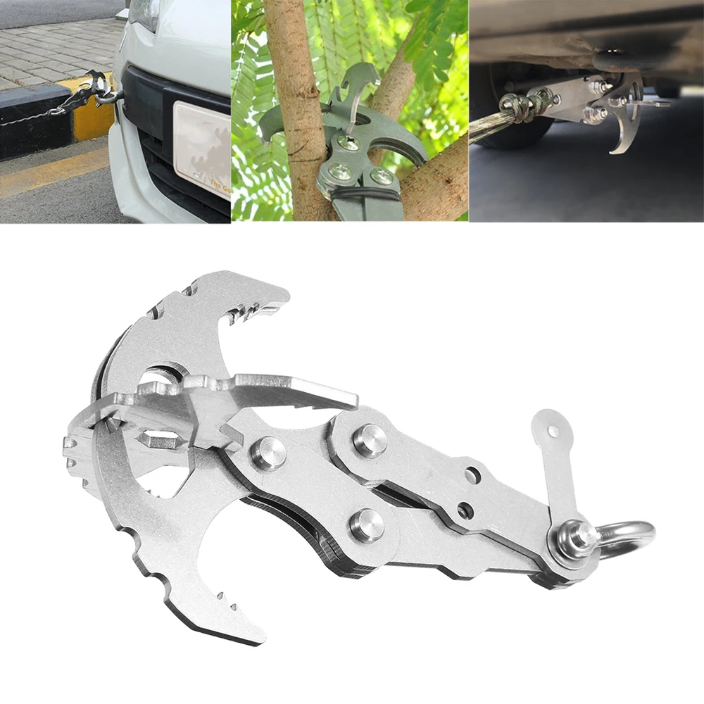 

Outdoor Stainless Steel Folding Grappling Gravity Hook Climbing Claw Carabiner Car Traction EDC Tool Key Chain Camping Equipment
